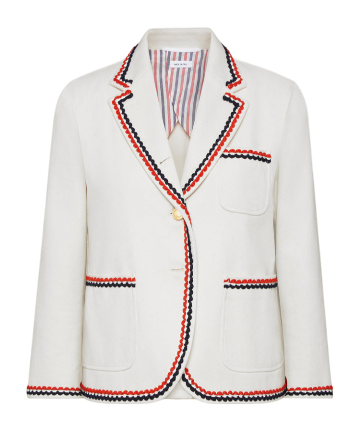 Thom Browne Cropped Sack Patch Sport Coat In White