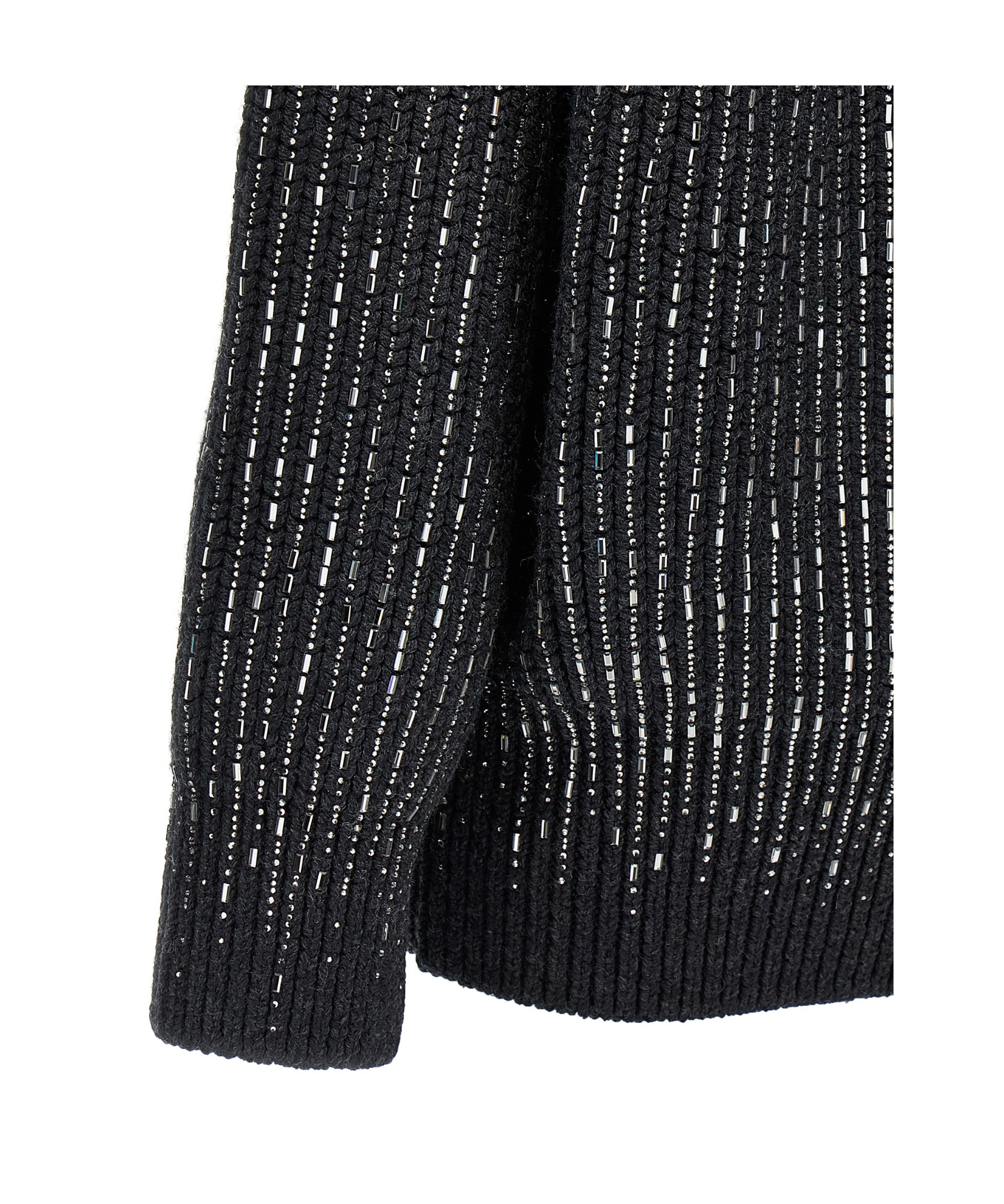 Ermanno Scervino Rhinestone-embellished Merino Wool Knit Cardigan In Black
