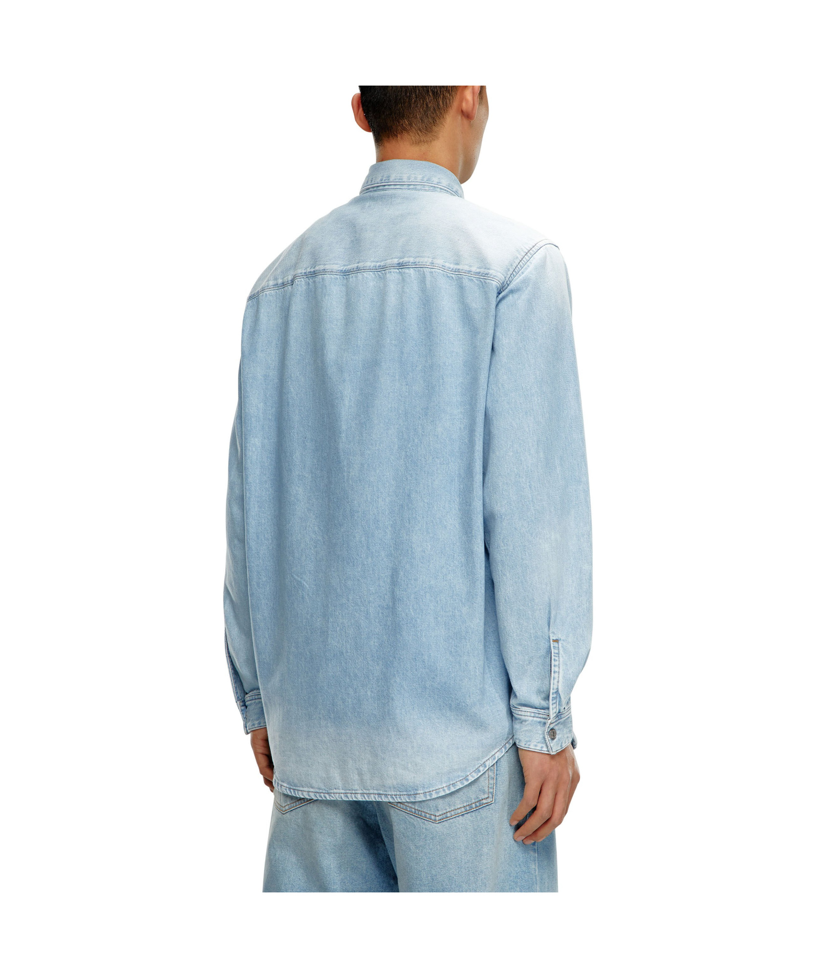 Diesel D-simply Logo-embroidered Denim Shirt In Blue
