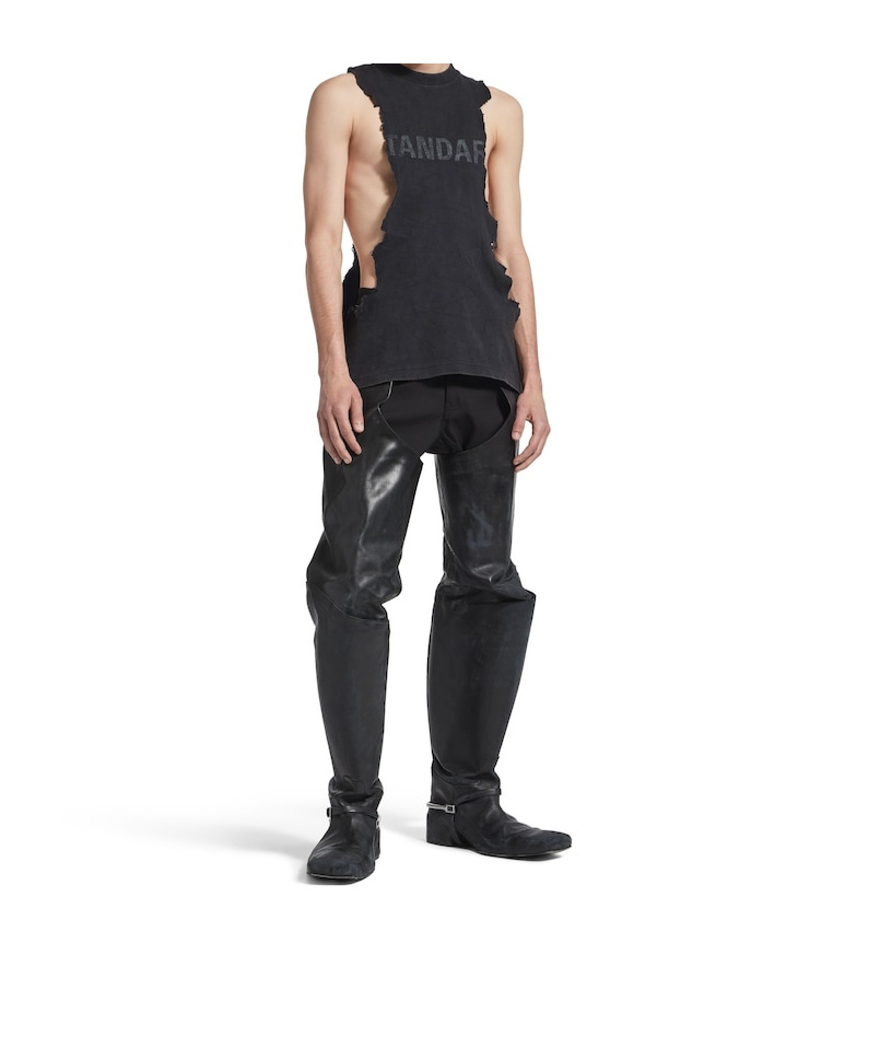 Balenciaga Men's Standard Ripped Tank Top In Black Faded In Black
