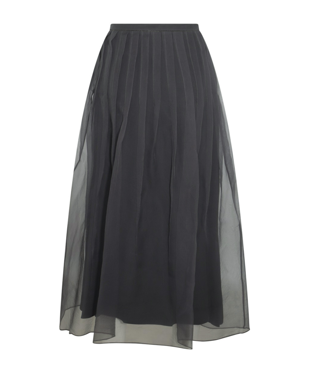 Brunello Cucinelli Pleated Mid-length Skirt In Black