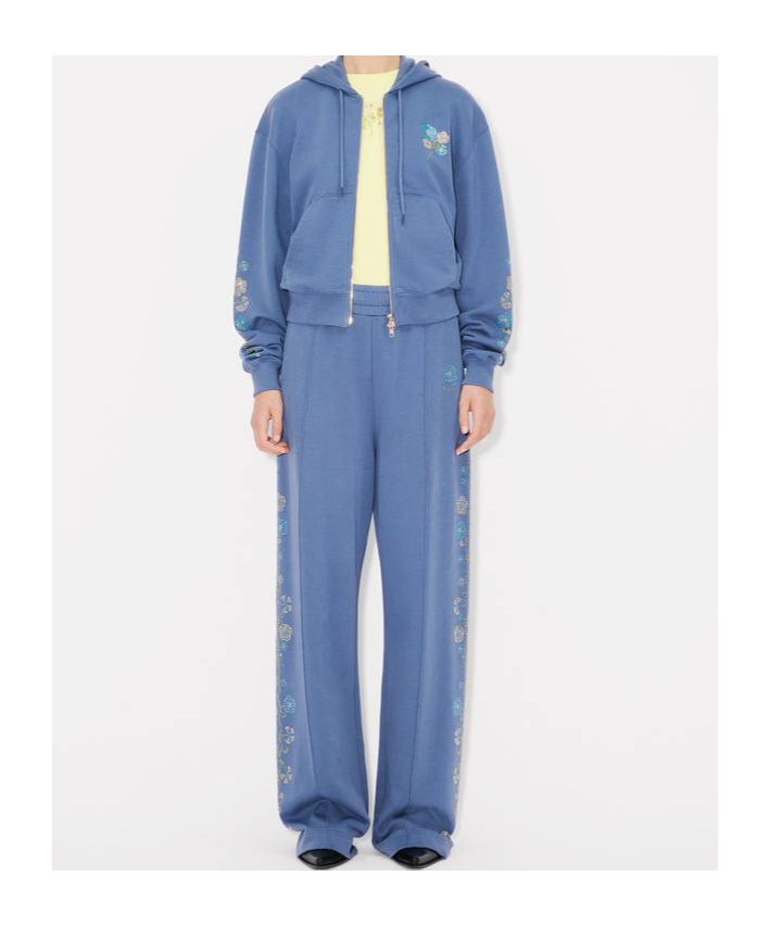 Kenzo Long-sleeved Hooded Hoodie In Blue