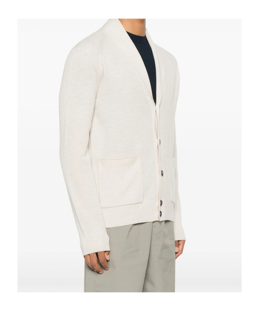 Brioni Ribbed Texture Shawl Collar Front Pockets