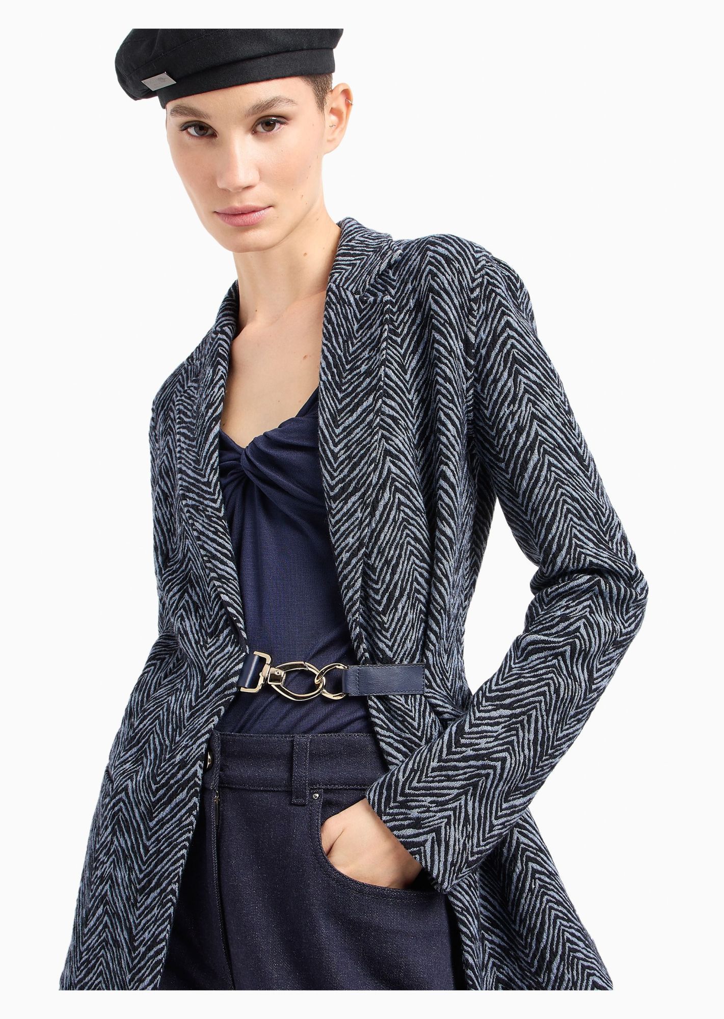 Giorgio Armani Official Store Silk-viscose Jersey V-neck Jumper In Blue