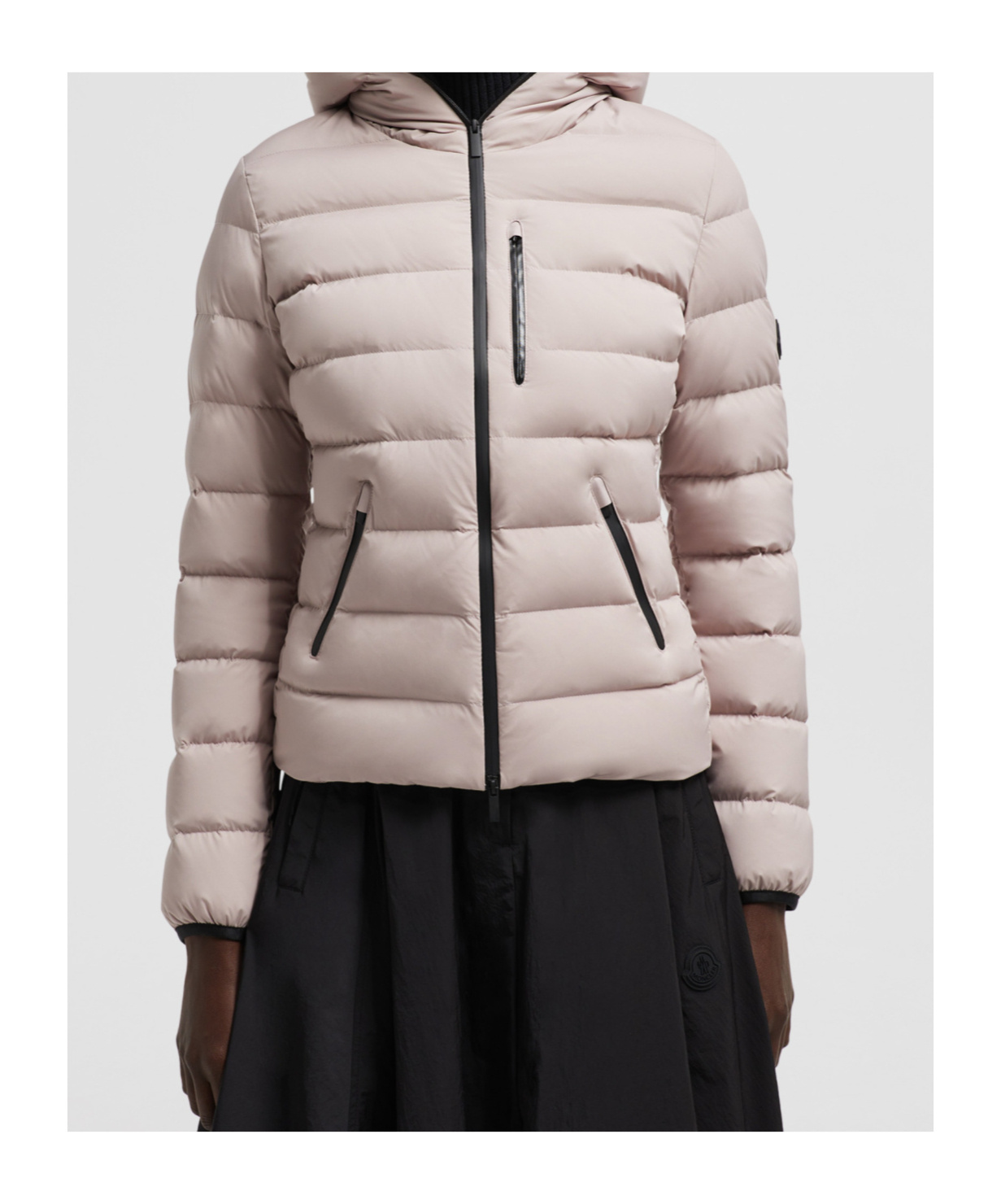 Shop Moncler Herbe Short Down Jacket In Nude