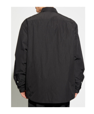 Marni Padded Overshirt With Embroidered Logo In Black