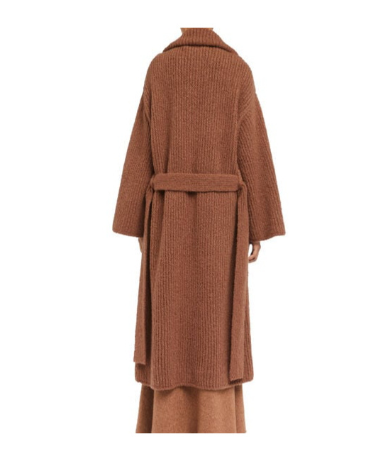 Alanui Ribbed Belted Coat In Brown