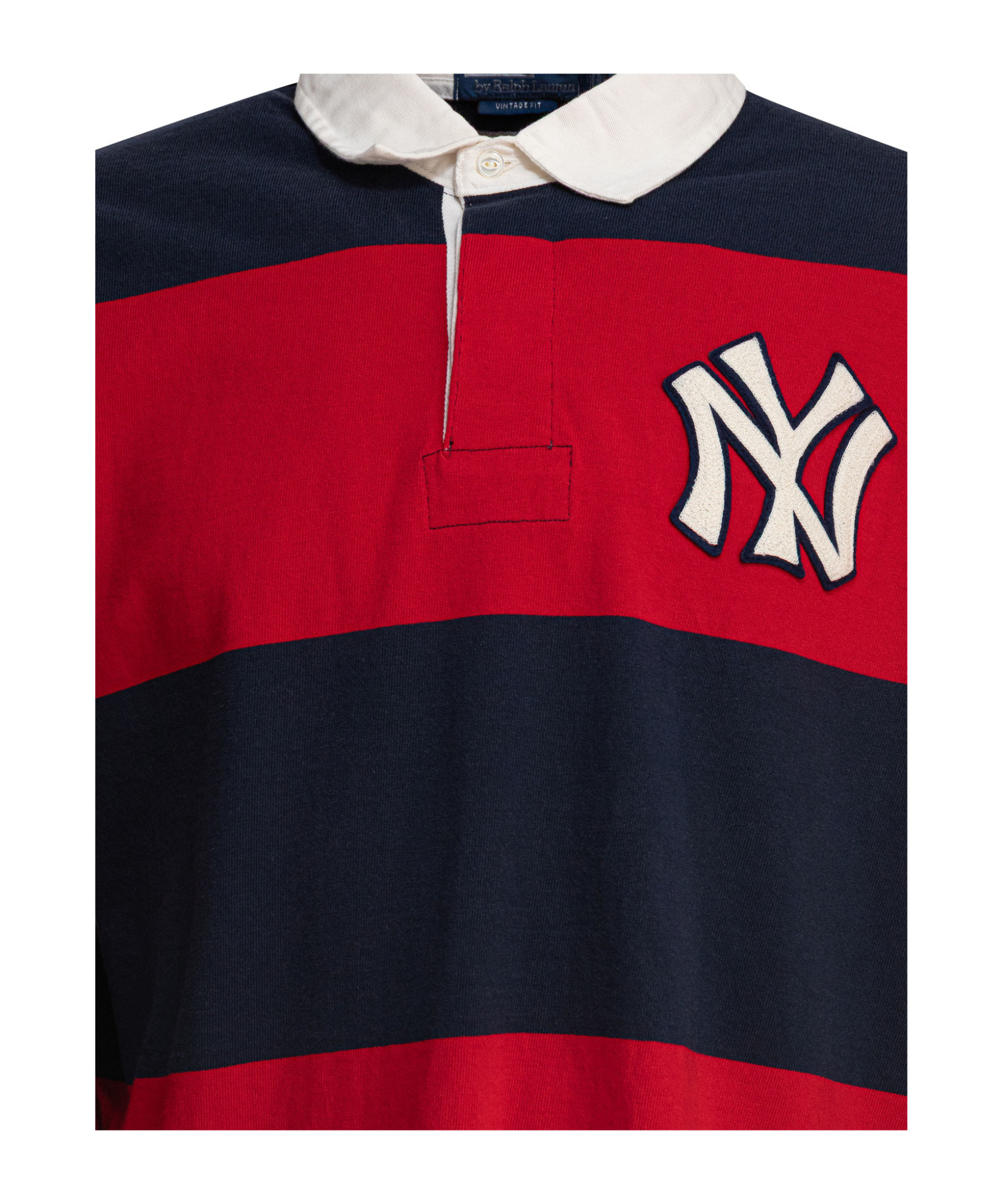Polo Ralph Lauren Contrast Collar Long Sleeves Striped Pattern In Navy Blue/red