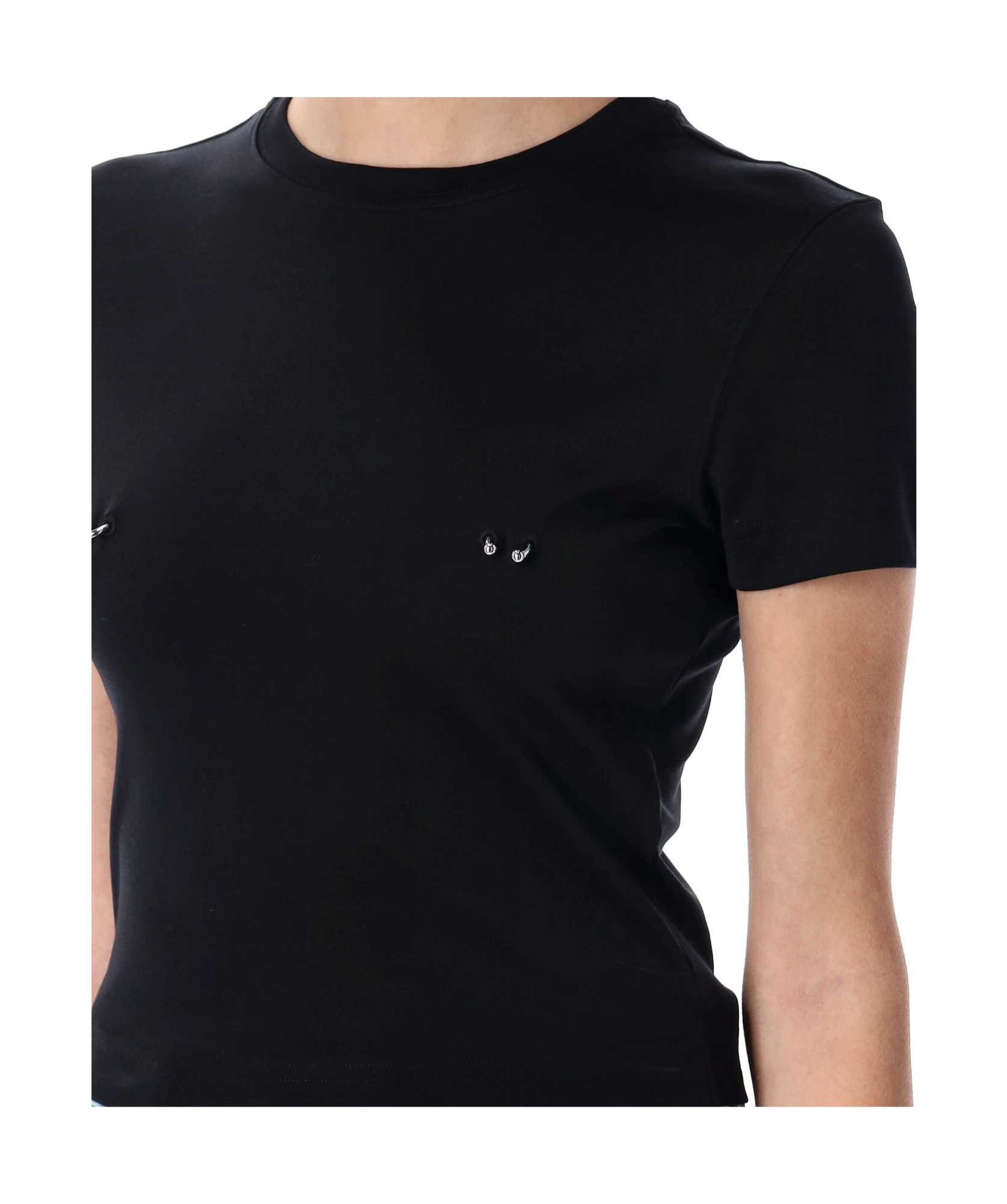 Mugler Cropped Tshirt Embellished Embellishments