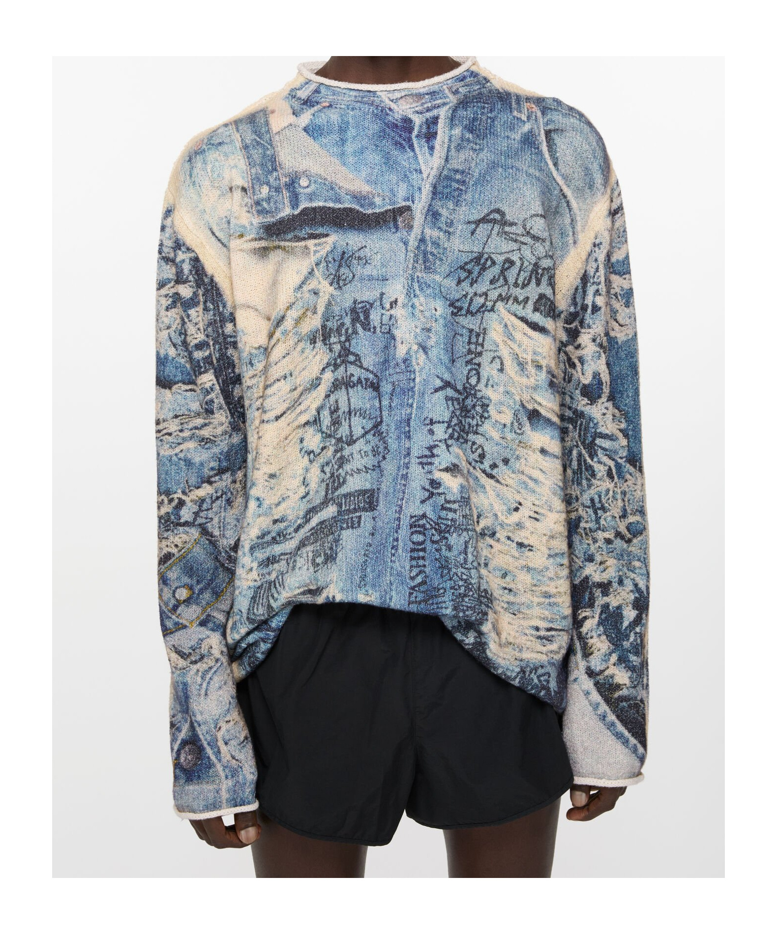 ACNE STUDIOS DENIM-PRINTED SWEATER