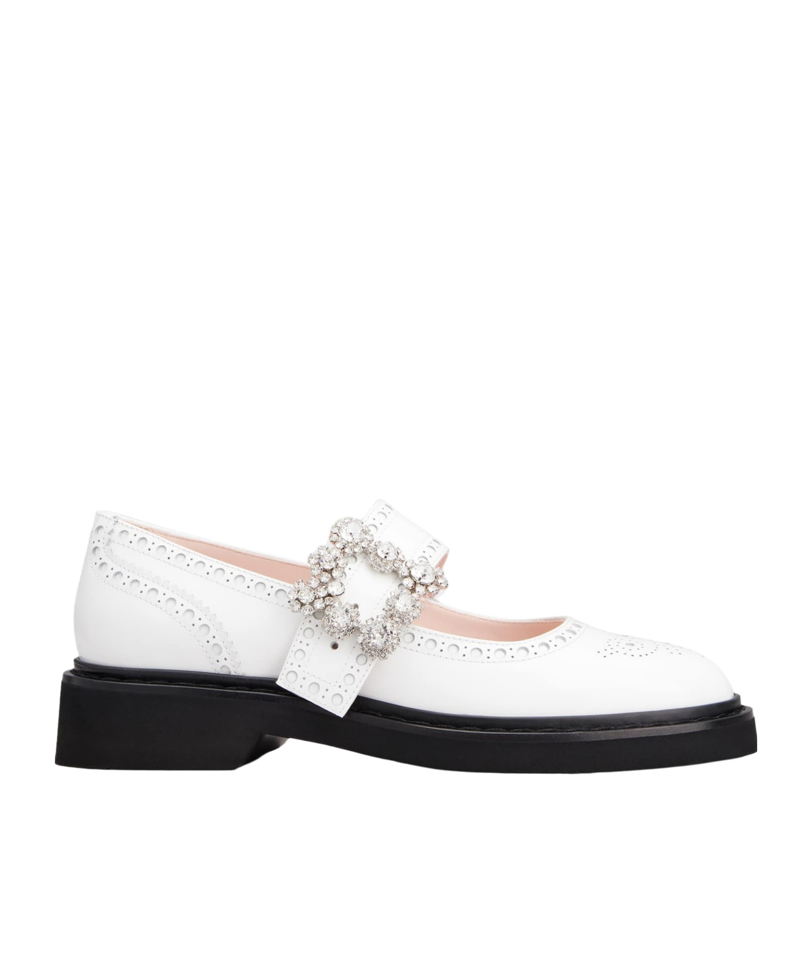Roger Vivier Viv' Rangers Ballet Flats In White