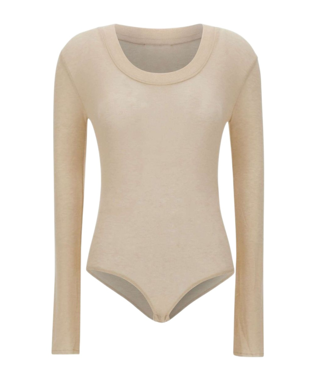 Entire Studios Circle Neck Long Sleeve Bodysuit In Neutral
