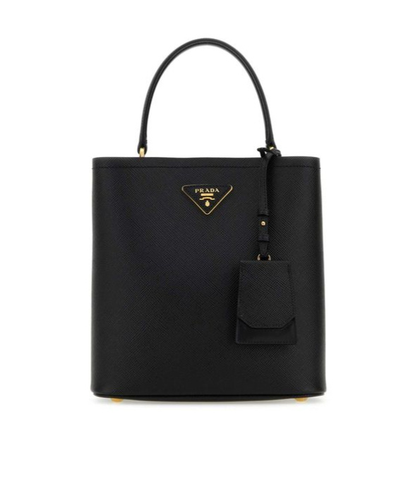 Prada Small Saffiano Leather Bucket Bag In Black