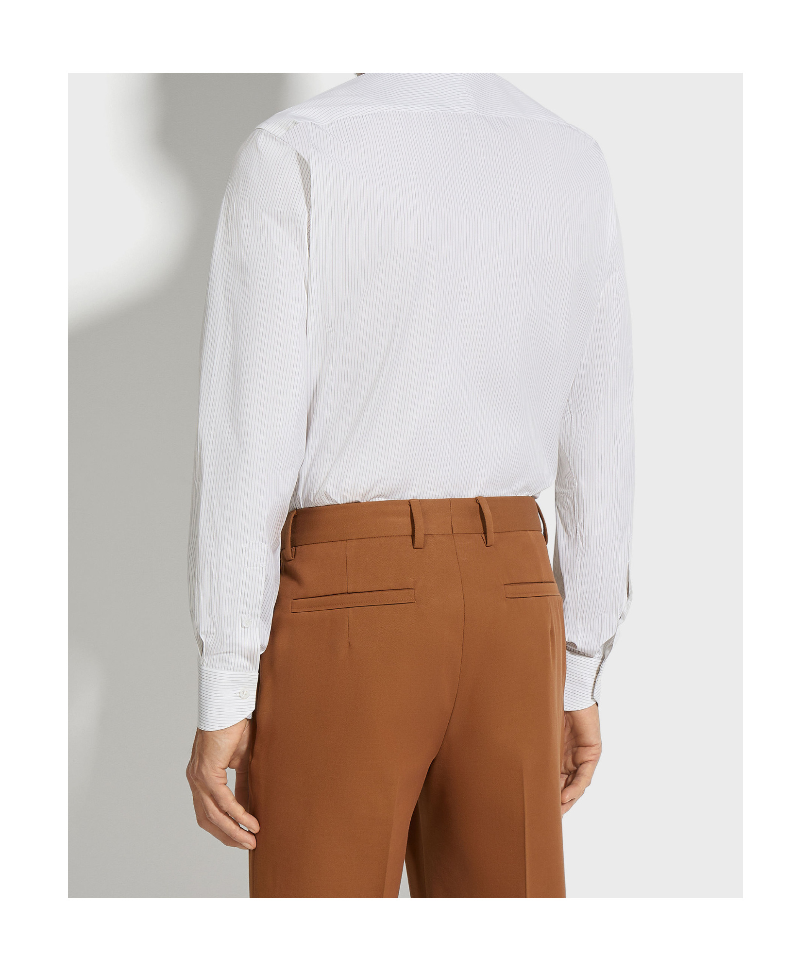 Zegna Light Blue Centoventimila Cotton And Linen Shirt In White