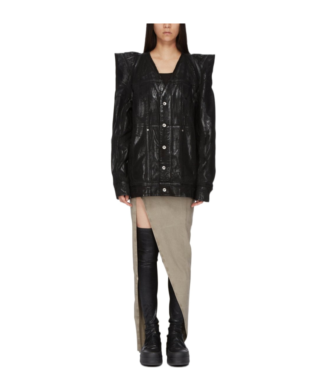 Rick Owens Tec Worker Denim Jacket In Black