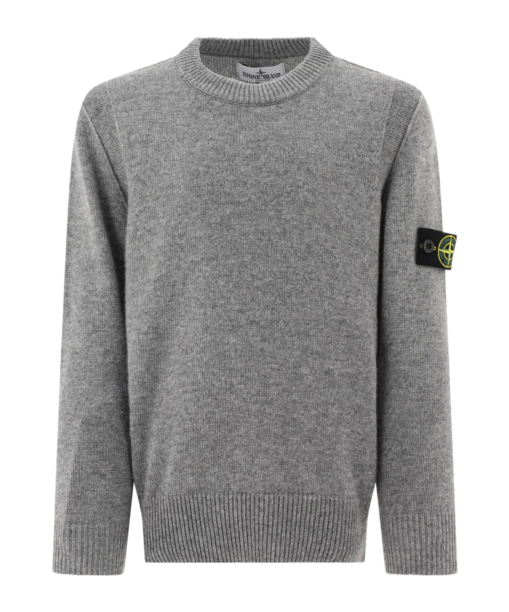 Stone Island Junior Compass Badge Crewneck Jumper In Gray