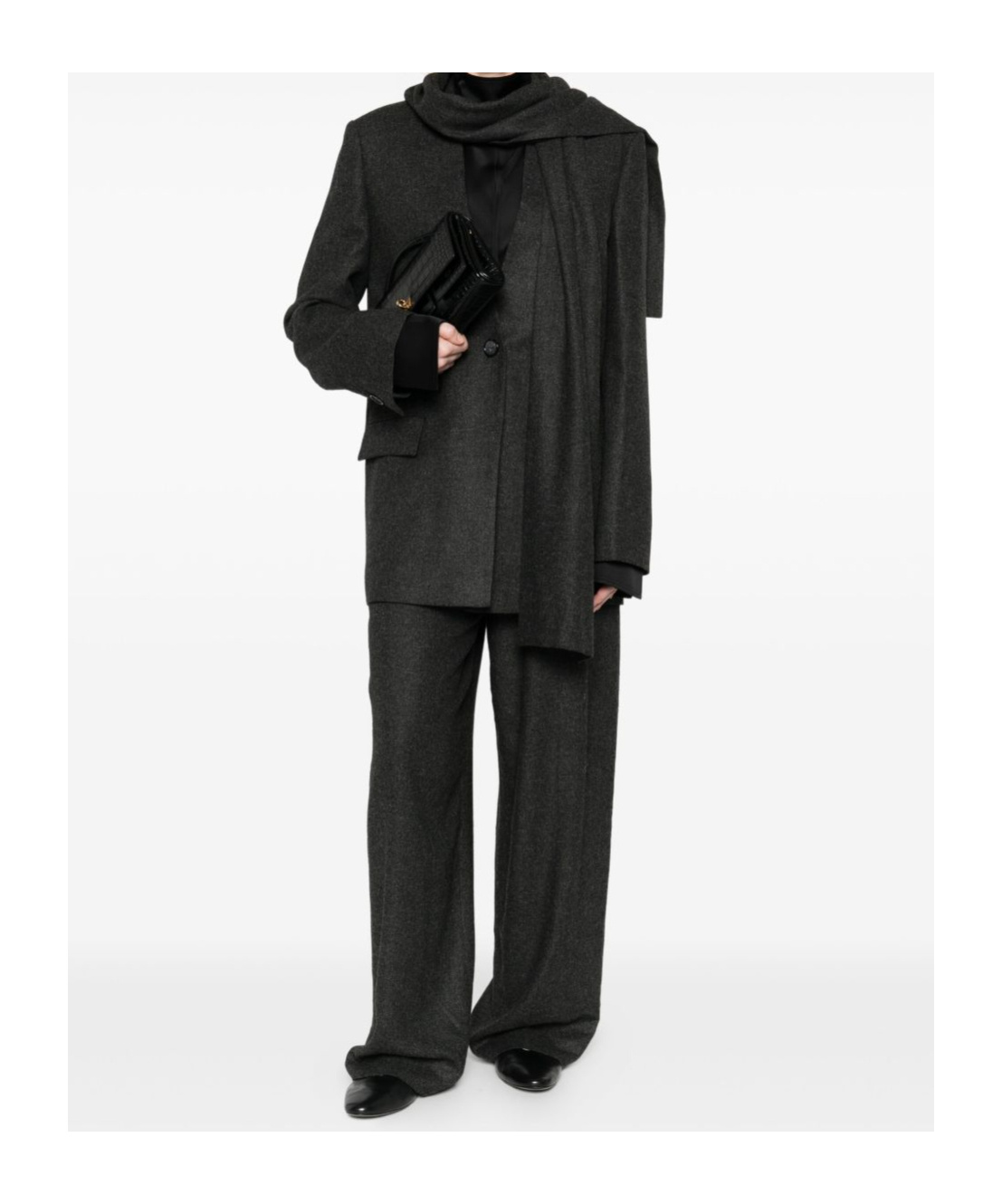 Totême Wide-leg Flannel Trousers Featuring Pockets In Black