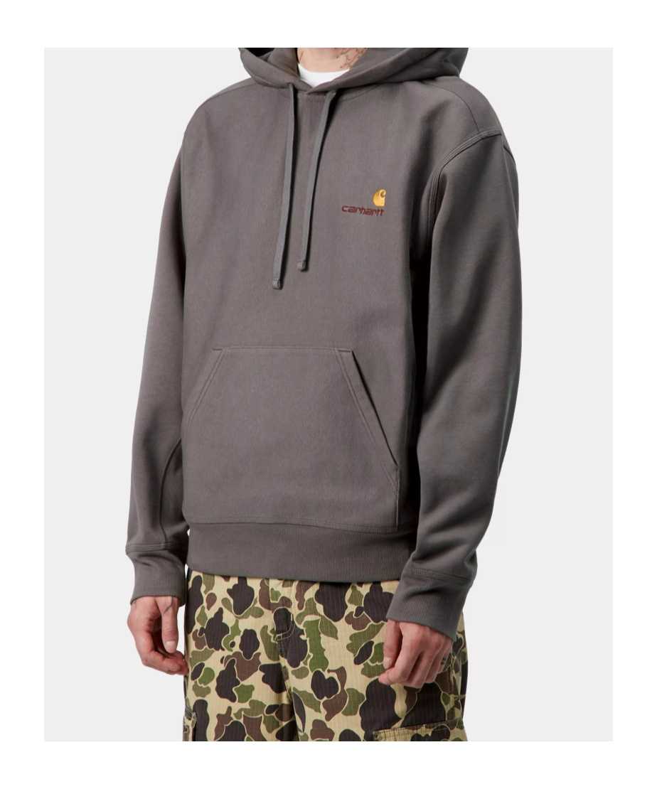 Carhartt Hooded American Script Sweatshirt In Gray