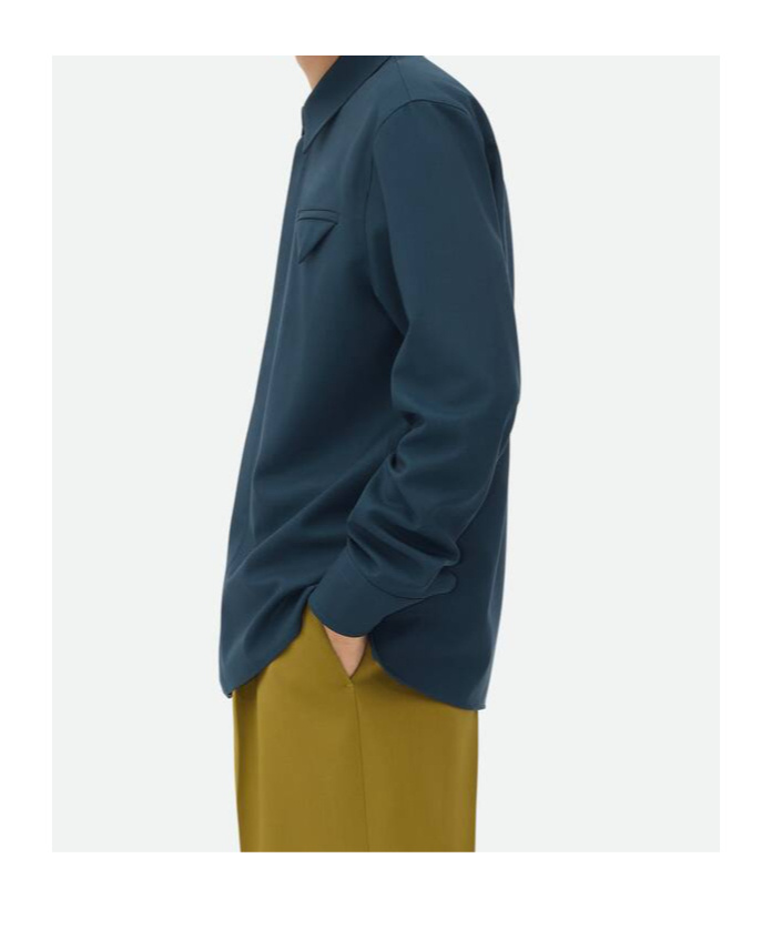 Shop Bottega Veneta Light Wool Twill Shirt In Blue