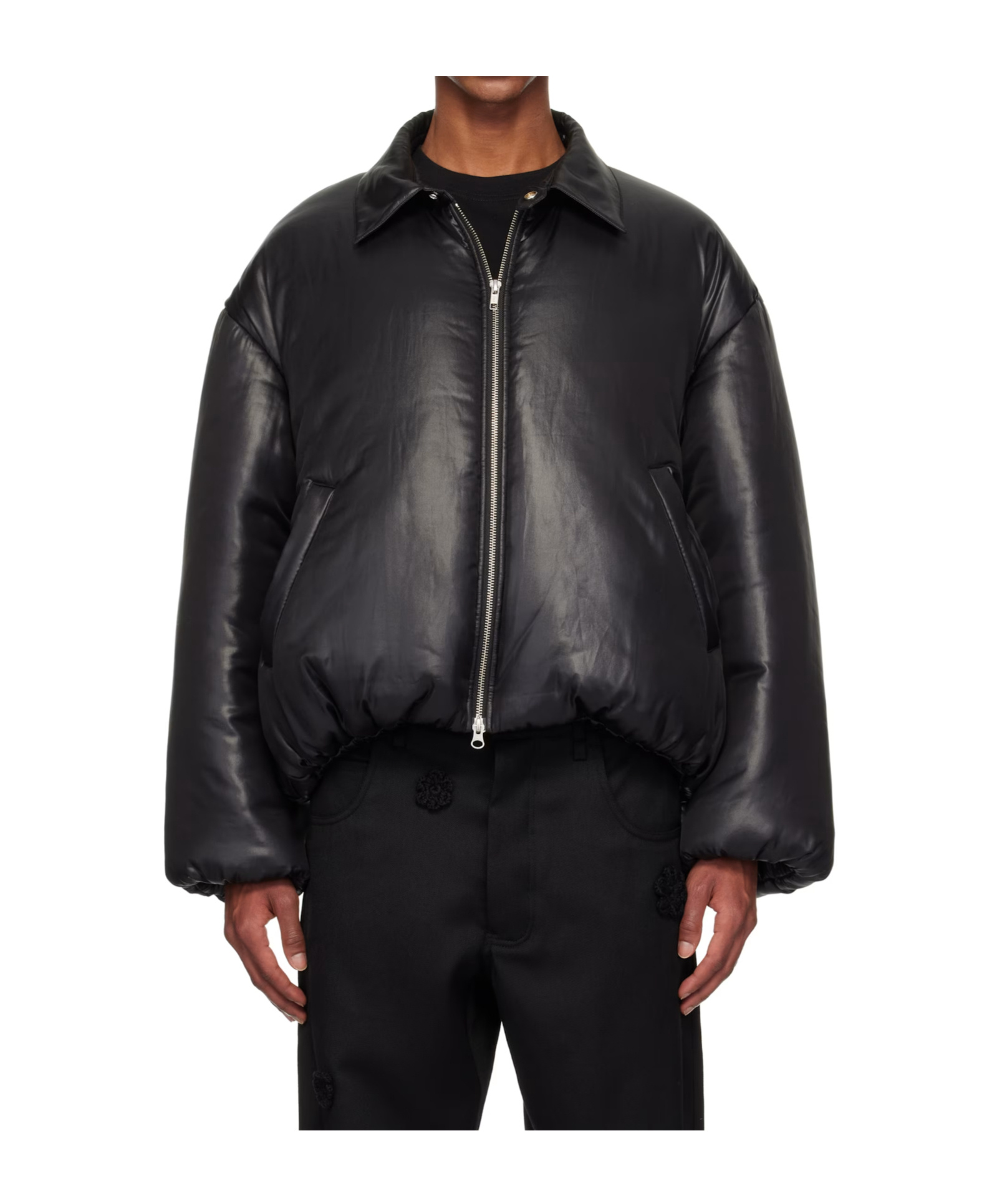 Song For The Mute Black Unisex Puffer Down Jacket In Black