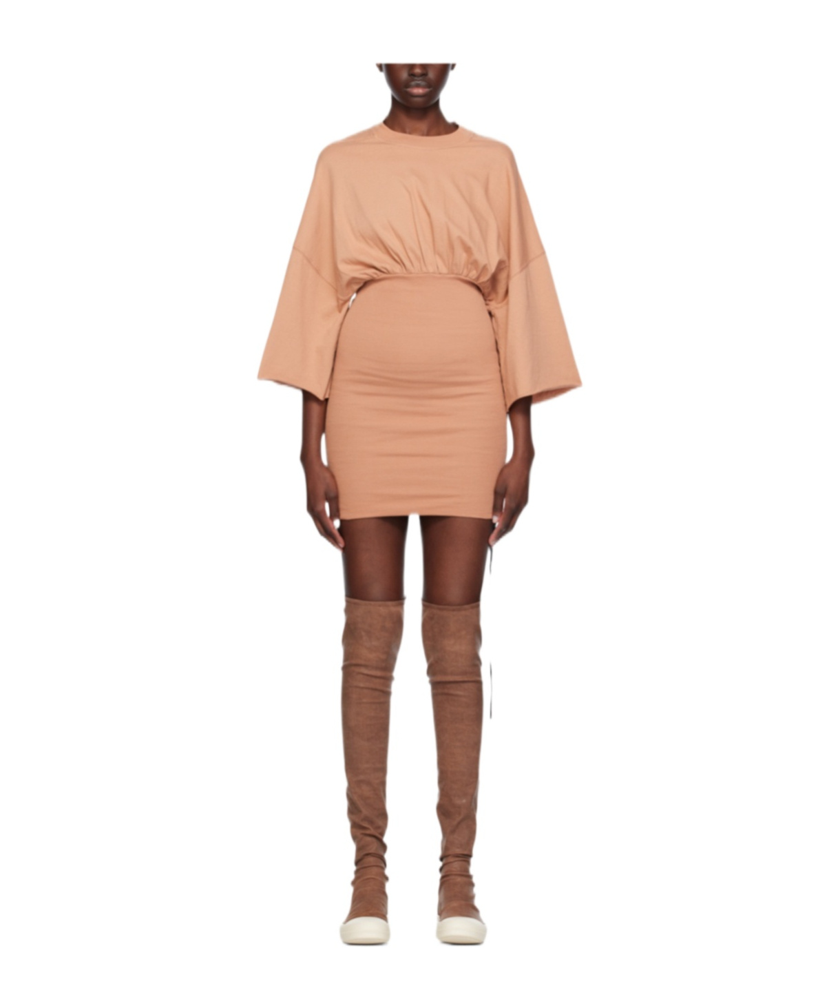 Rick Owens Drkshdw Cinched Tommy Ruched Minidress In Pink