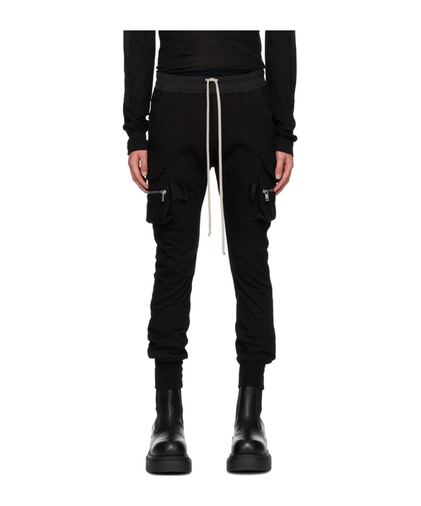 Rick Owens Men Mastodon Megacargo Organic Cotton Jogging Trouser In Black