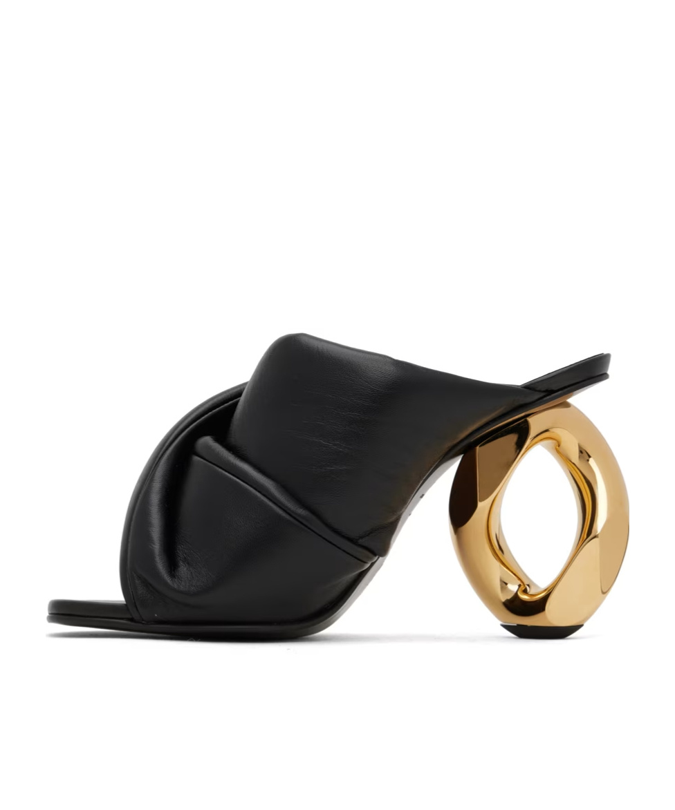 Jw Anderson J. W.anderson Leather Chain Mules With Statement Heel 8 Cm In Black
