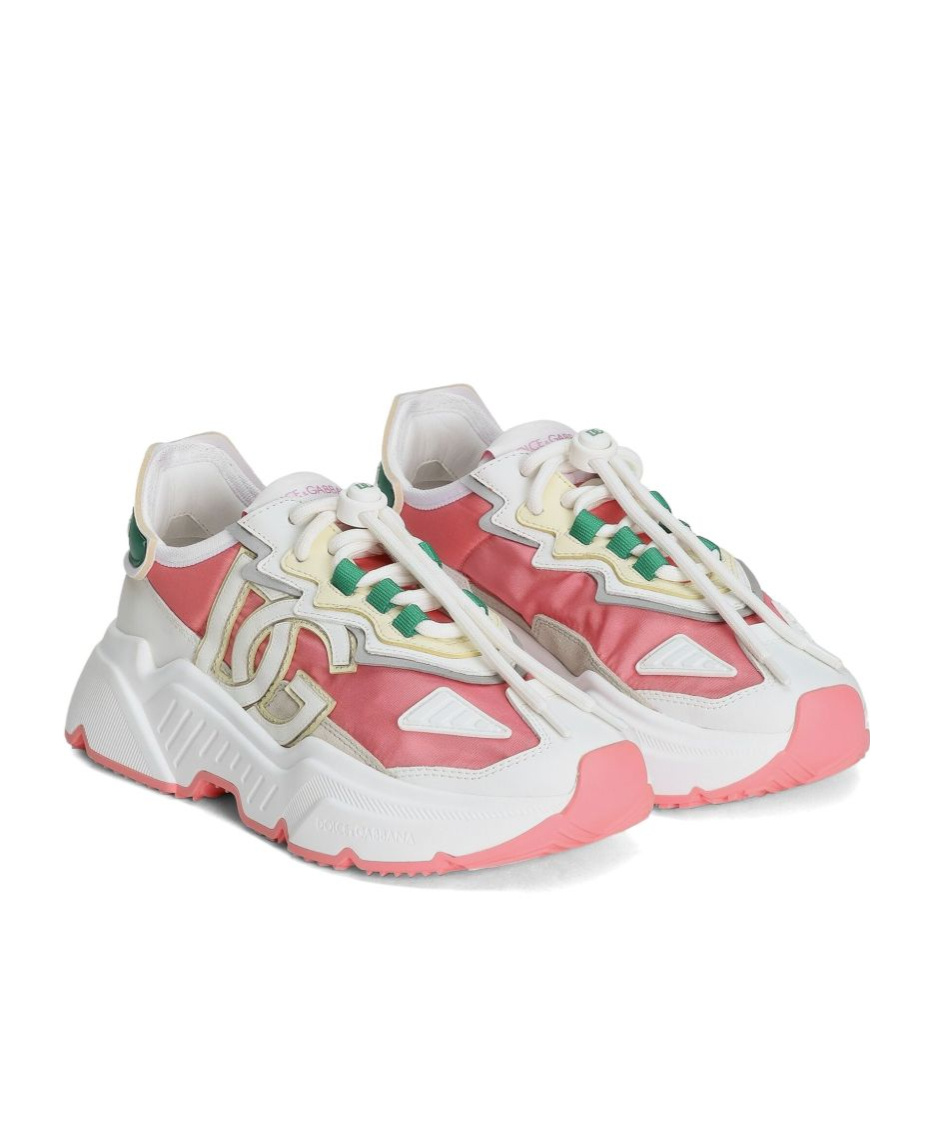 Dolce & Gabbana Daymaster Sneakers In Nylon And Leather Color White And Pink In White