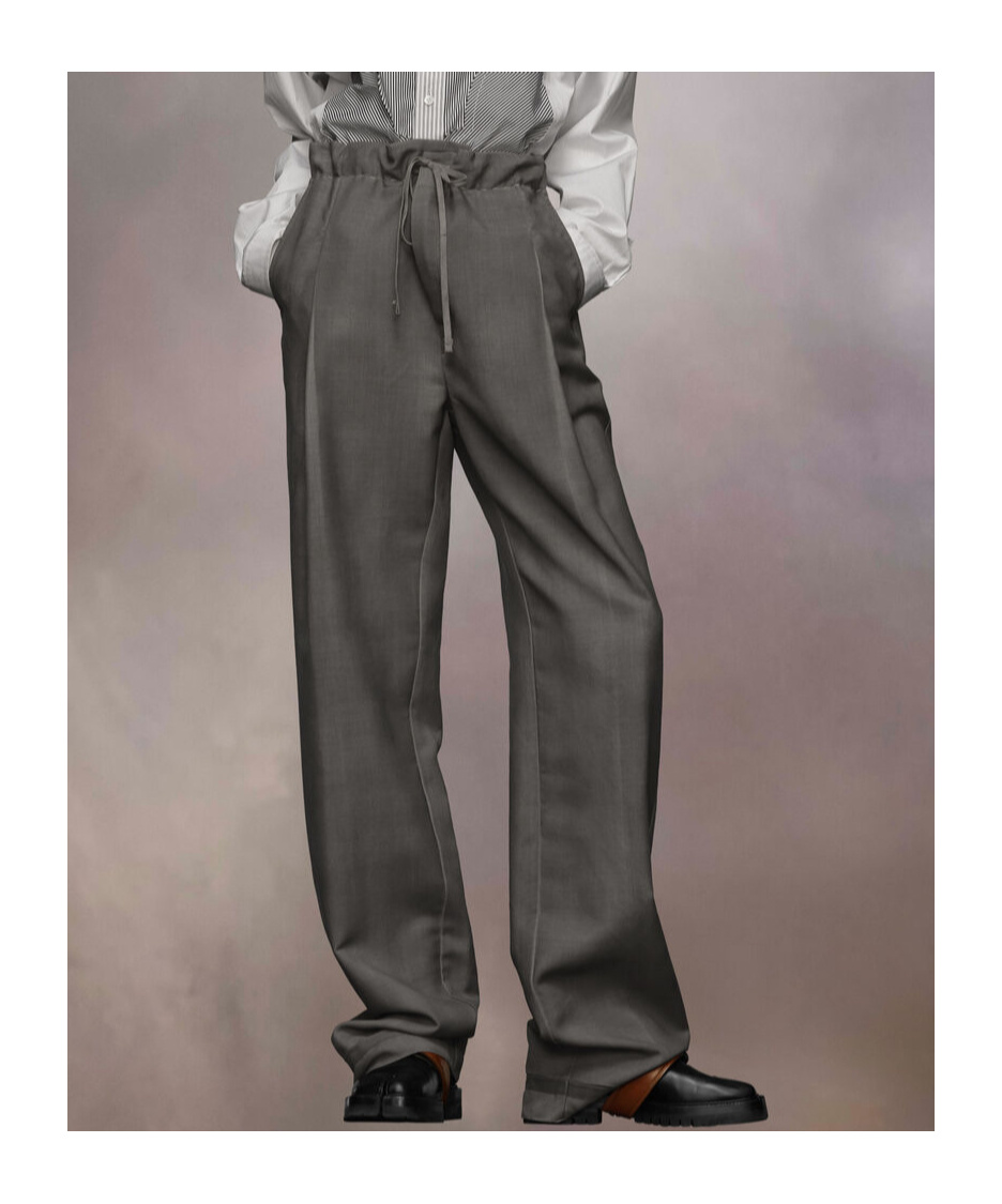 Maison Margiela Drawstring Straight-leg Trousers In Black