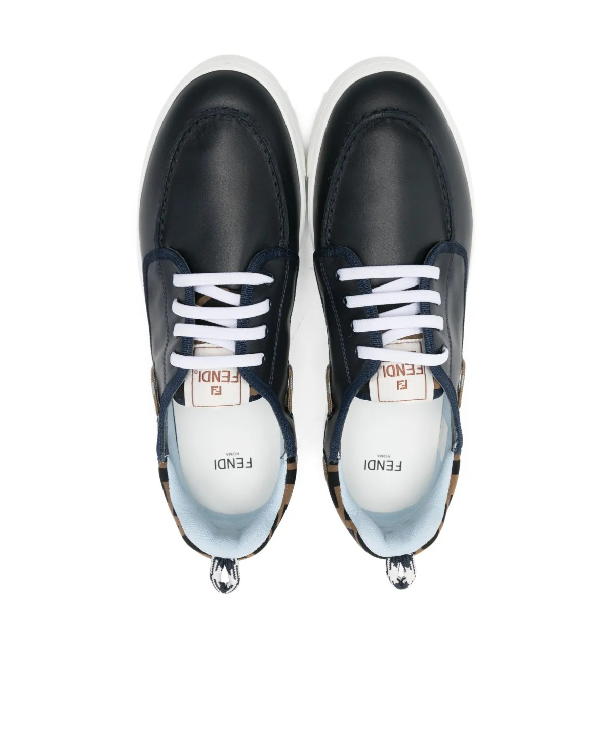 Fendi Leather Sneakers In Black