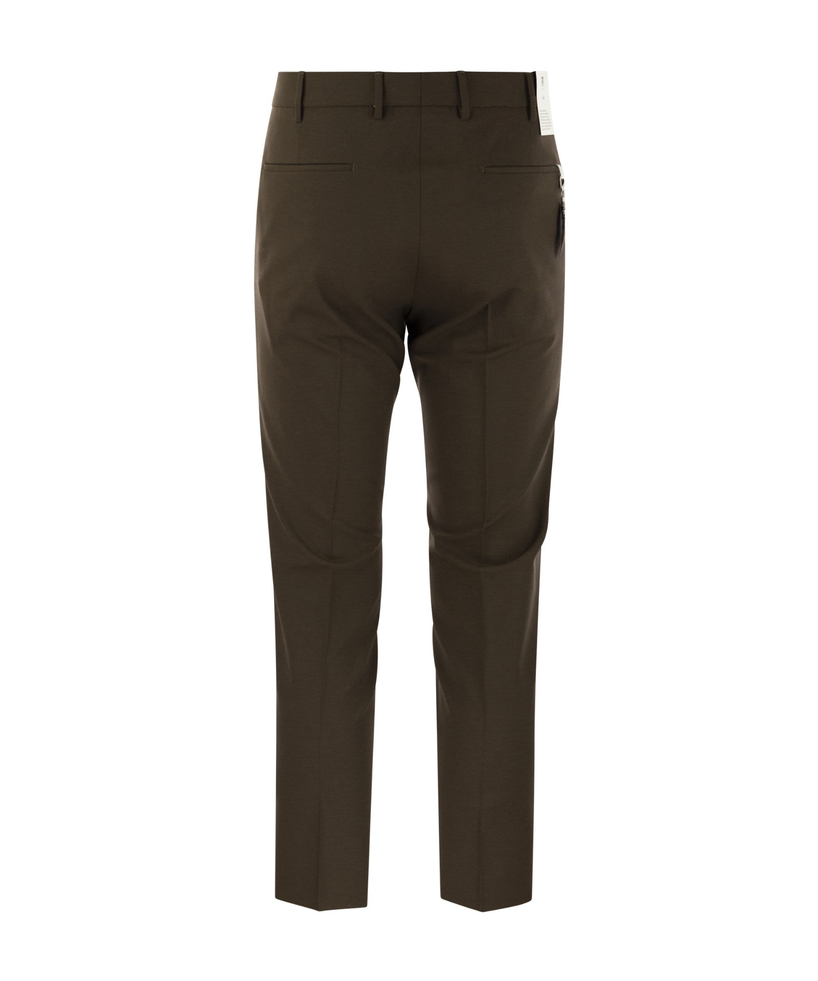 Pt Torino B-stretch Wool Pants With Front Button Closure In Black