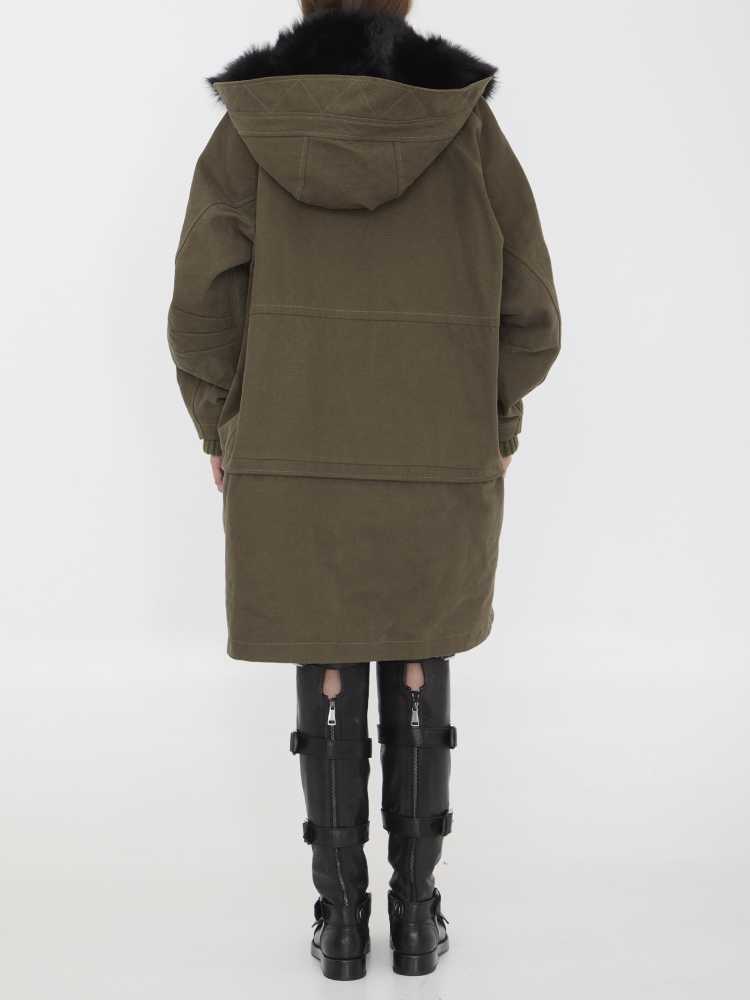 Dolce & Gabbana Fur-trim Padded Coat In Green