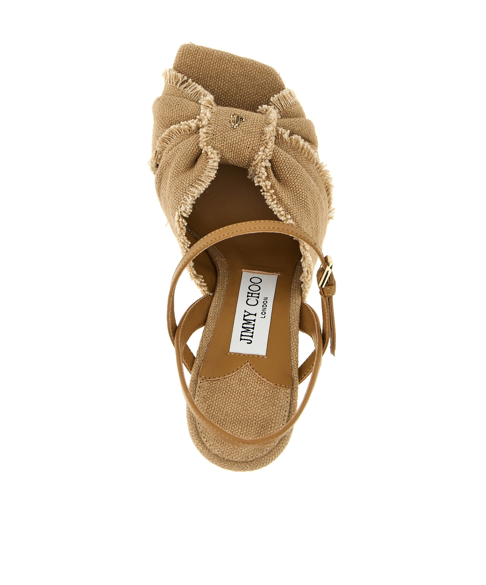Jimmy Choo 'annika' Block Heel Sandals With Frayed Edges In Nude
