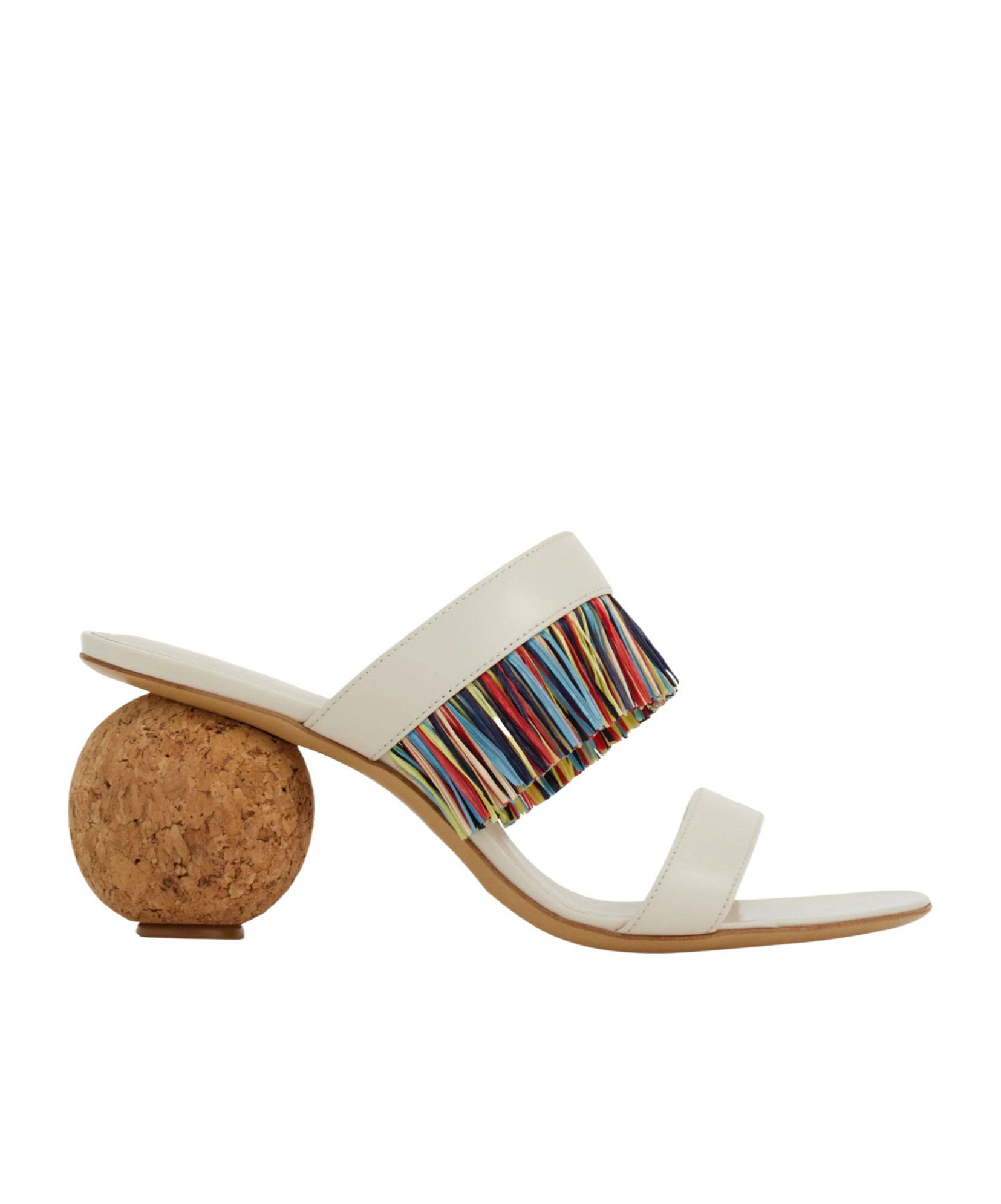 Ferragamo Unique Mules With Colorful Fringe Detail In White
