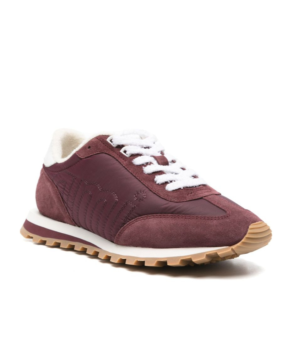 Ami Alexandre Mattiussi Low Top Sneakers With Suede Panels And Rubber Sole In Red