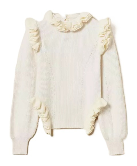 Twinset Ruffled-trim Jumper In White