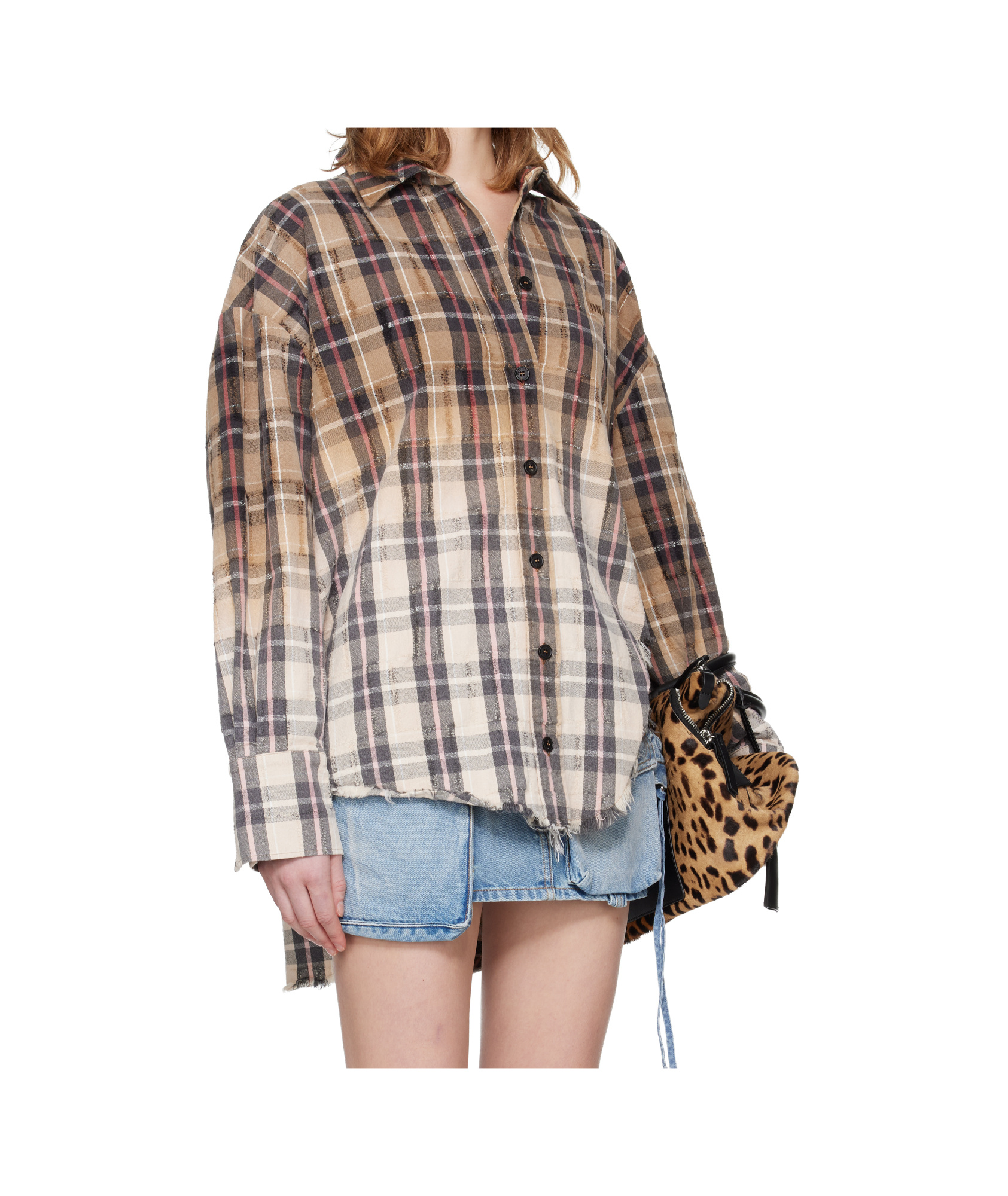 Attico Cotton Flannel Shirt In Brown