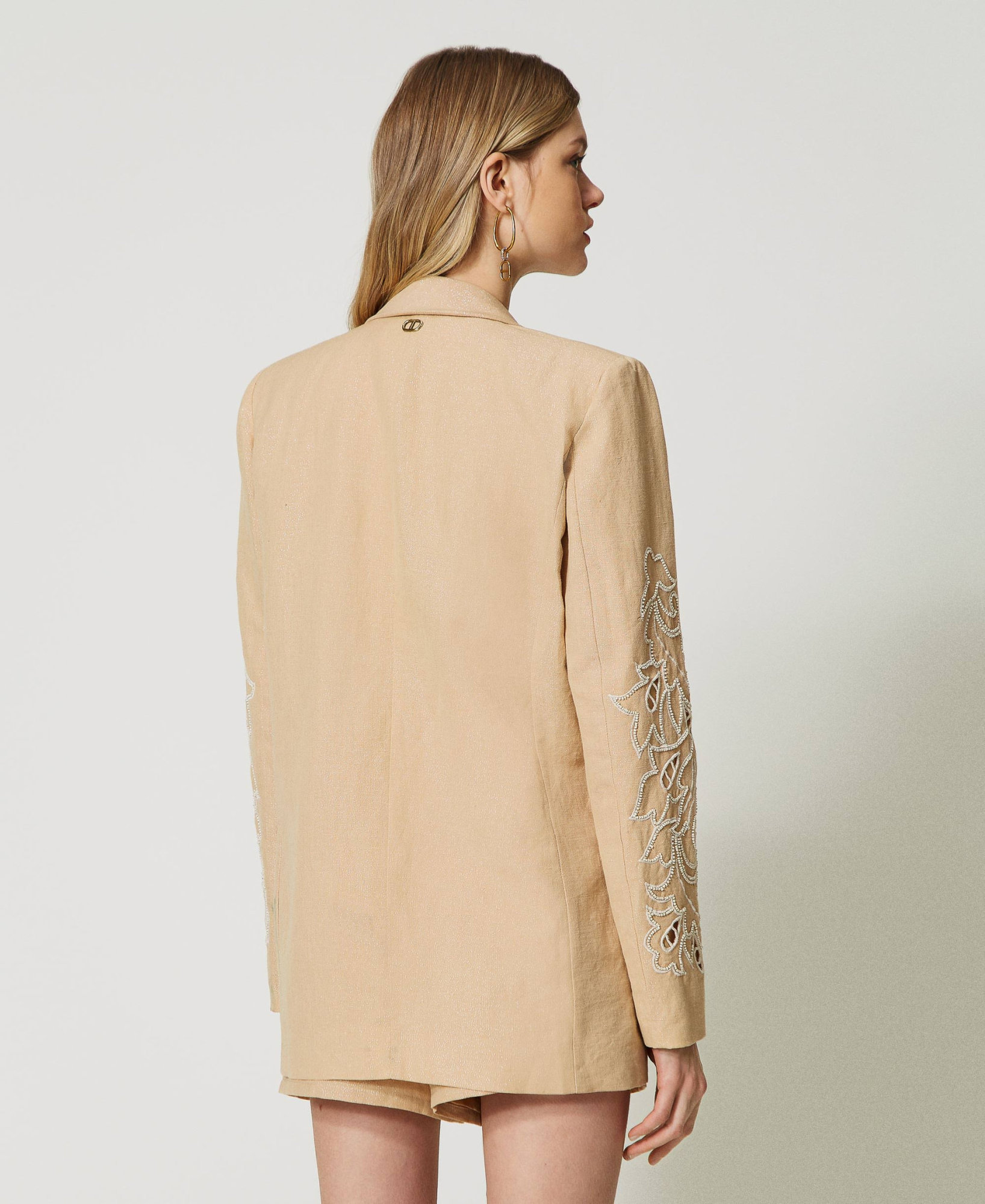 Twinset Long-sleeved Suit Coat In Nude