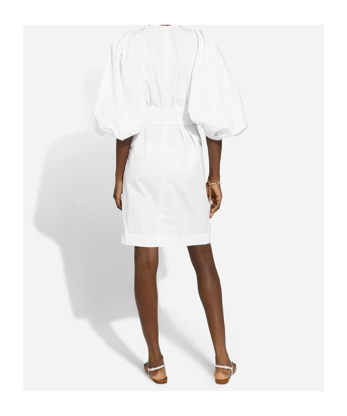 Dolce & Gabbana Puff-sleeve Cotton Dress In White