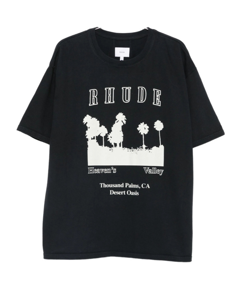 Rhude Thousand Palms Logo-print Cotton-jersey T-shirt In Black