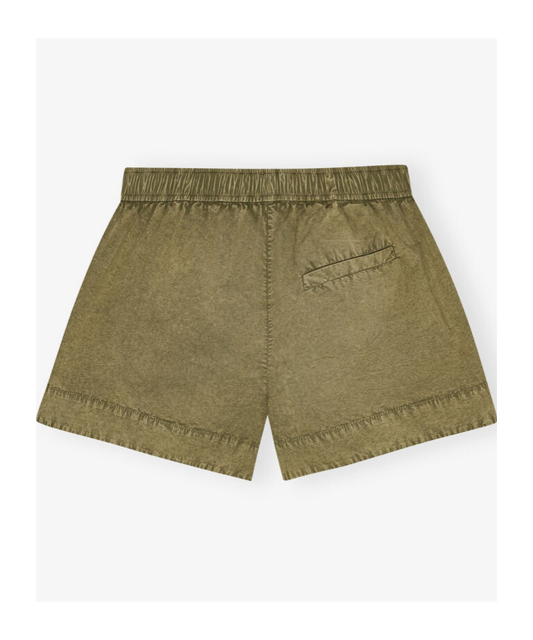 Ganni Green Washed Cotton Shorts In Green