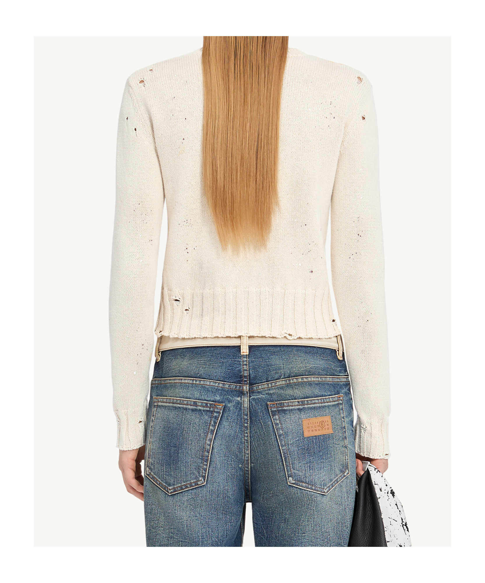 Shop Mm6 Maison Margiela Paint Residue Knit In White