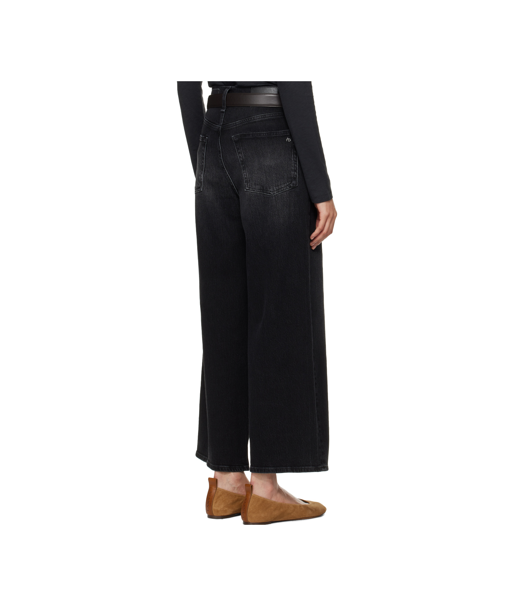 Shop Rag & Bone Wide Leg Jeans In Black