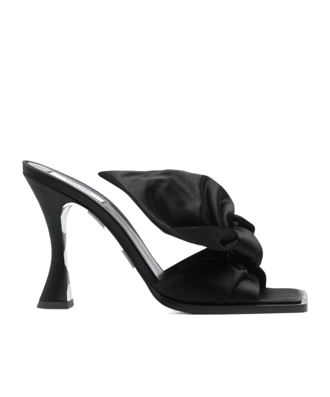 Moschino Satin Mules With Bow Detail And Square Toe In Black