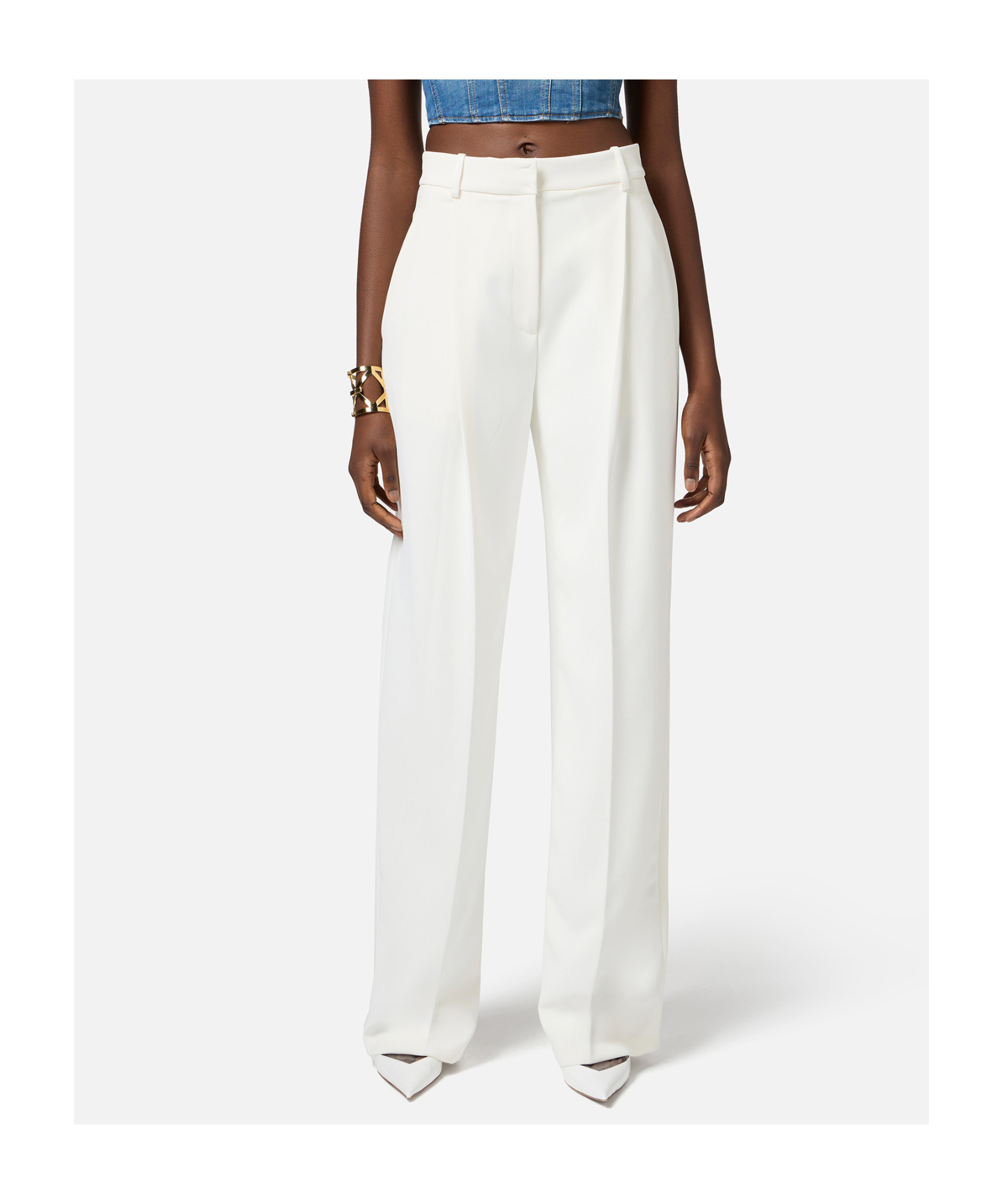 Elisabetta Franchi Belt-loop Casual Pants In White