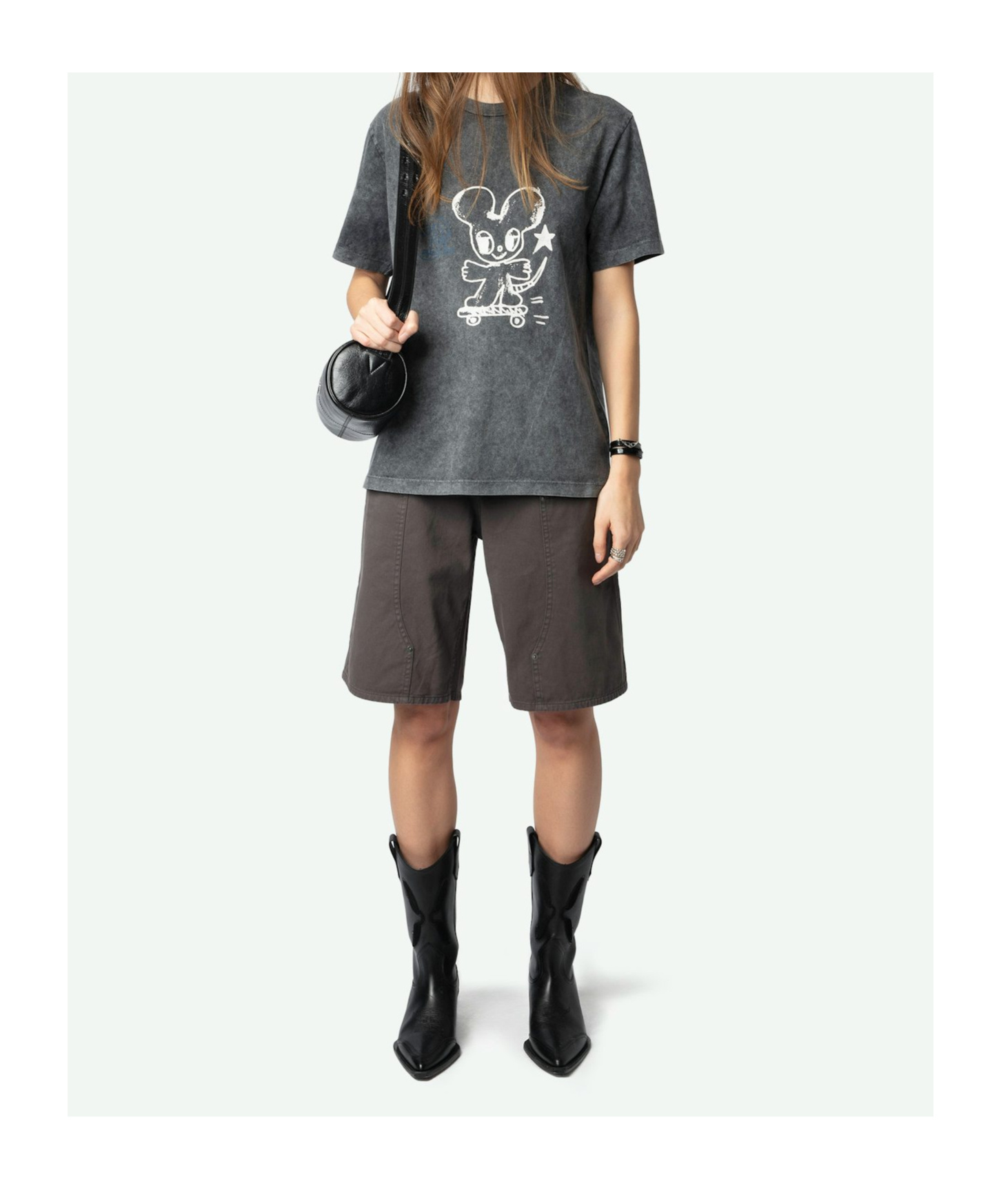 Zadig & Voltaire Womens Edwin Mouse-print Cotton T-shirt Carbone In Carbone