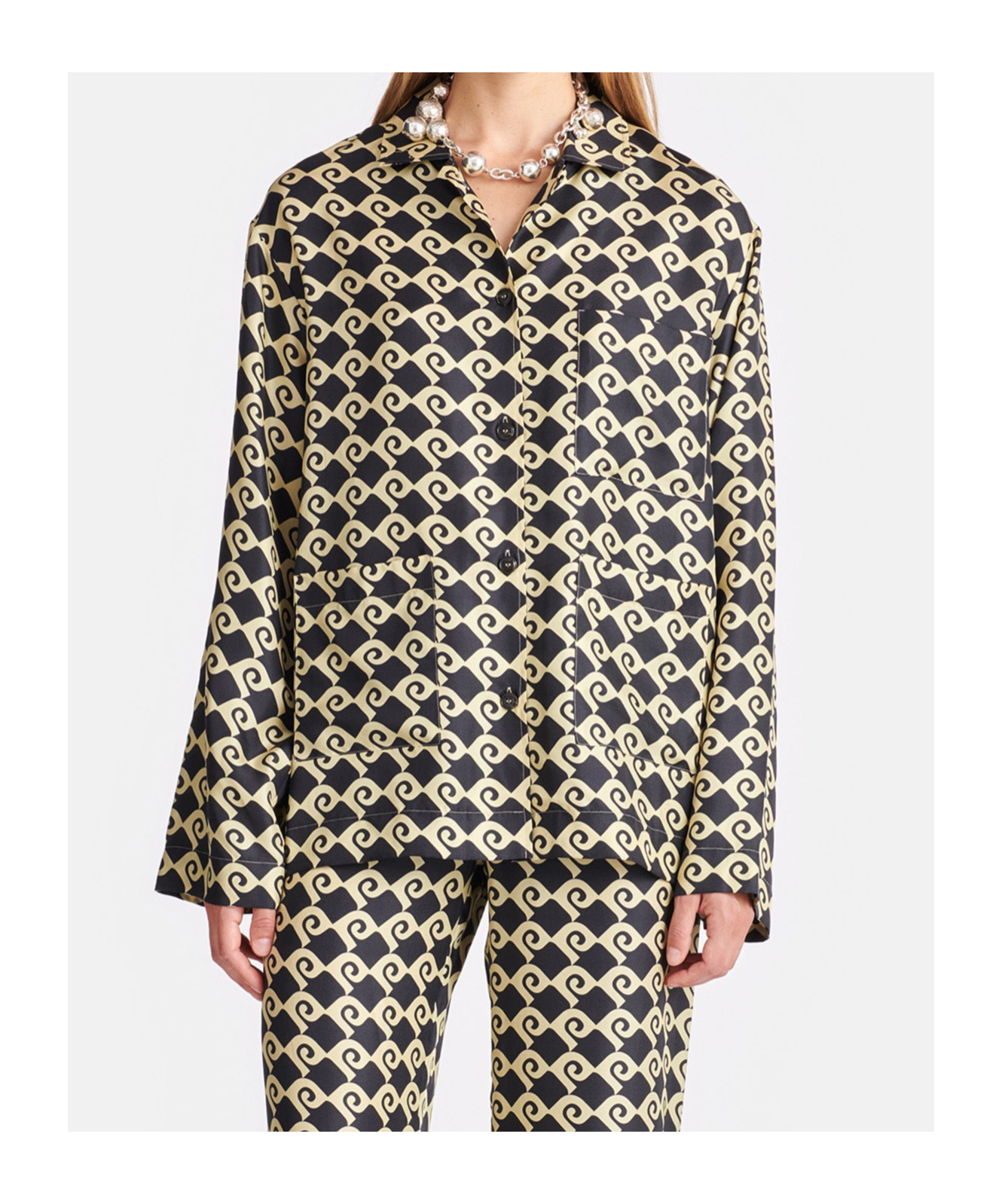 Nanushka Geometric Shirt In Black