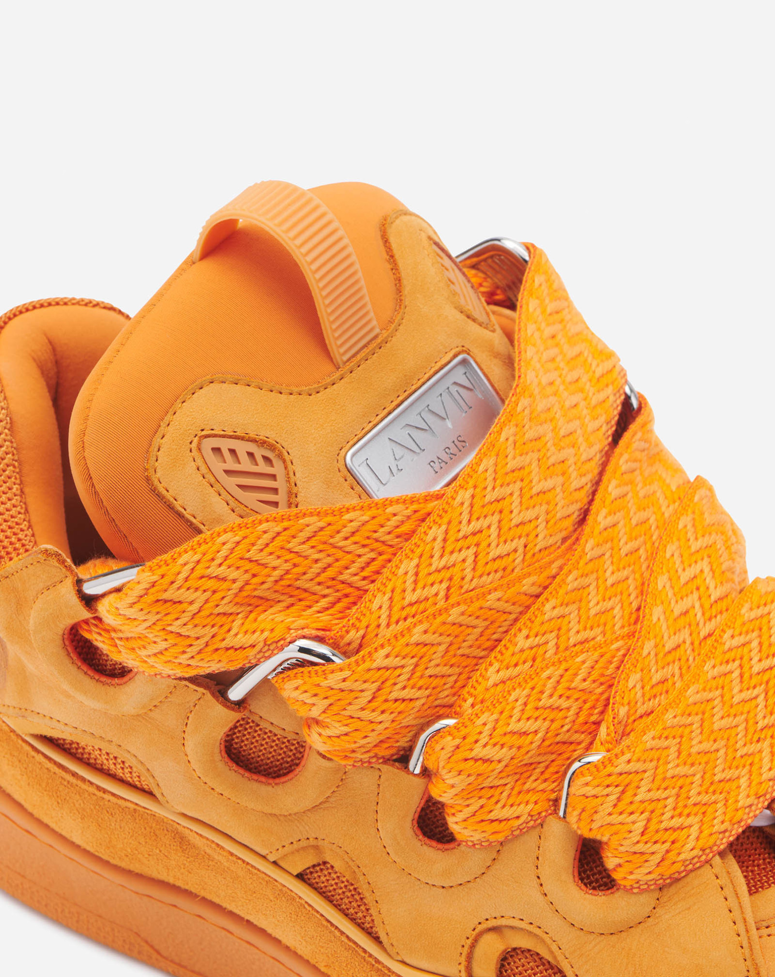 Lanvin Leather Curb Sneakers For Male In Orange