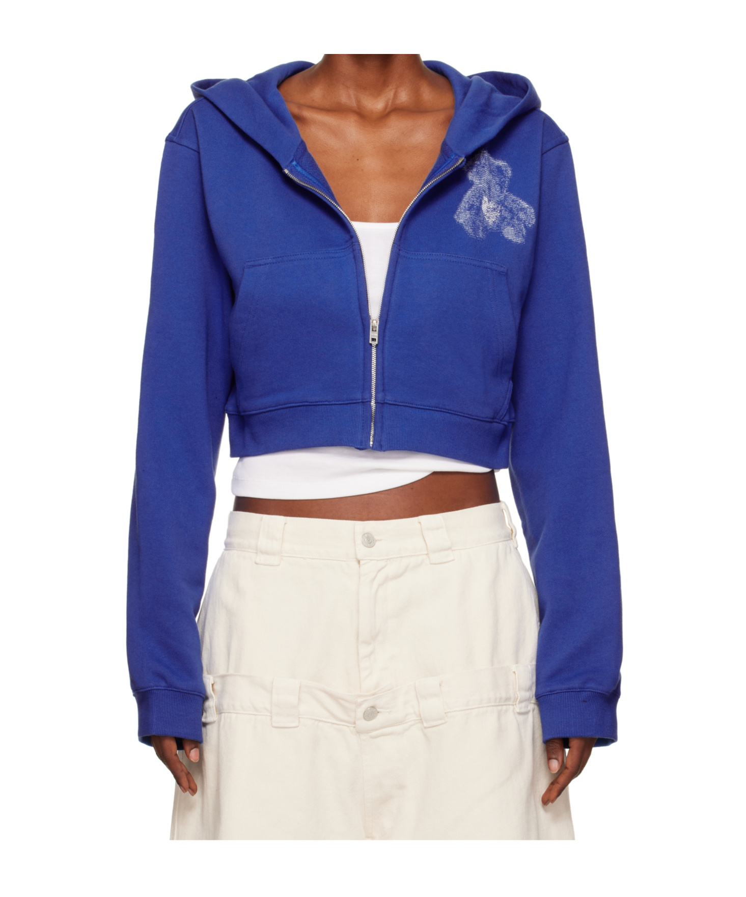 We11 Done Teddy Bear Slim-fit Zip-up Hoodie In Blue