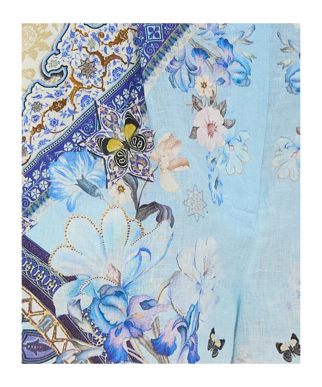 Camilla Hemline Shorts With Floral Pattern And Belt In Blue